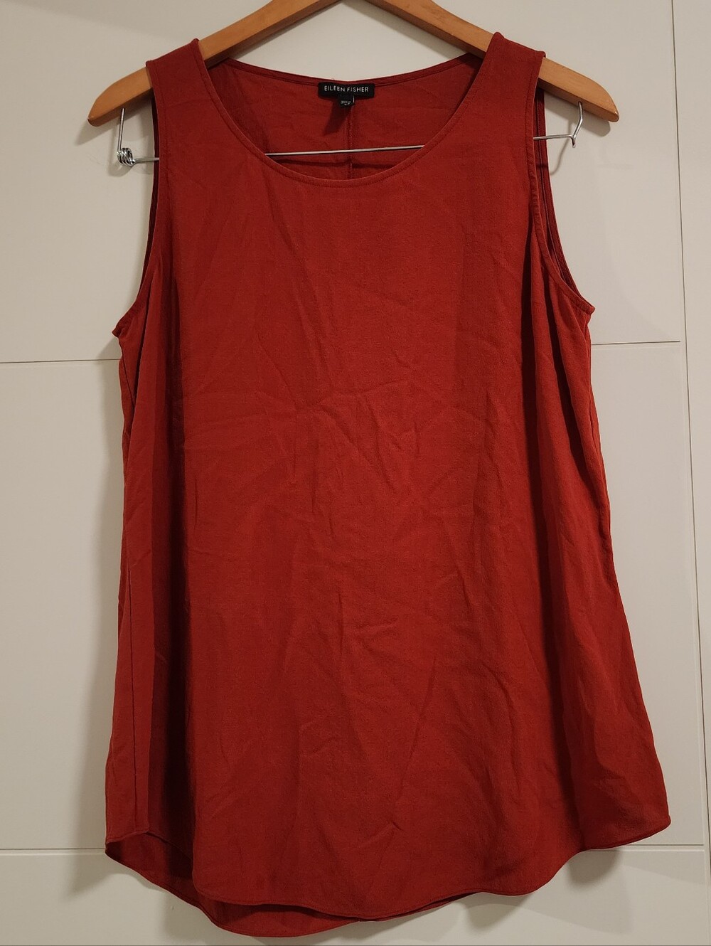 Eileen Fisher 100% Silk Georgette Crepe Bateau Neck Tank